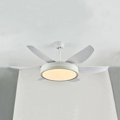 White Ceiling Fan With Light For Study Room Haydn Metal Dimmable