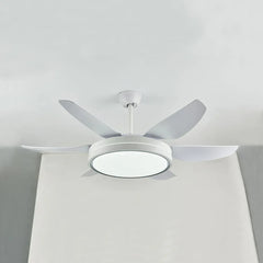 White Ceiling Fan With Light For Study Room Haydn Metal Dimmable