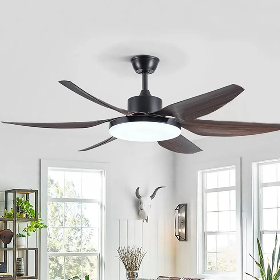 Black Ceiling Fan With Light For Study Room Haydn Metal Ip20 Dimmable