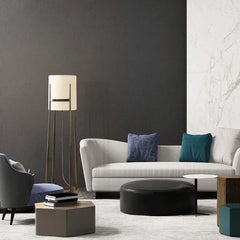 Floor Lamp For Living Room Cylinder Eryn Metal & Fabric Ip20 Led