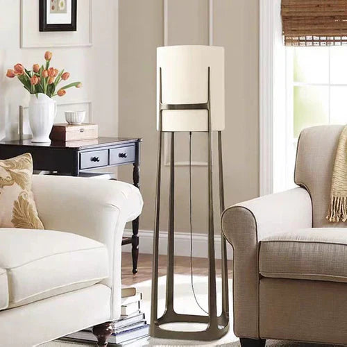 Floor Lamp For Living Room Cylinder Eryn Metal & Fabric Ip20 Led