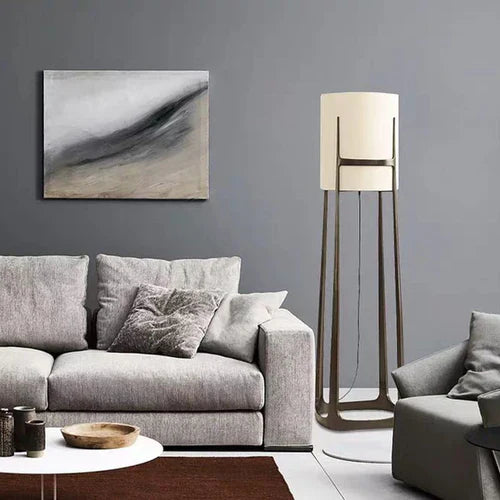 Floor Lamp For Living Room Cylinder Eryn Metal & Fabric Ip20 Led