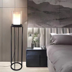 Black Floor Lamp For Study Room Cylinder Eryn Metal & Glass