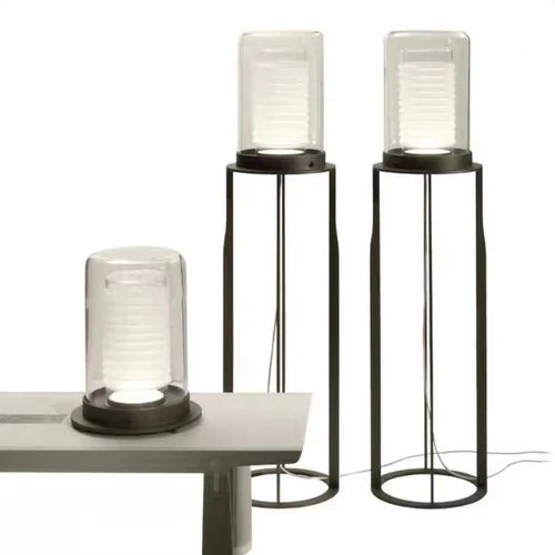 Black Floor Lamp For Study Room Cylinder Eryn Metal & Glass