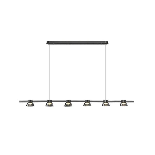 Black Statement Pendant Light For Dining Room Linear Evette Metal & Glass Led