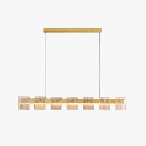 Gold Statement Pendant Light For Bedroom Rectangular Evette Metal & Glass Led