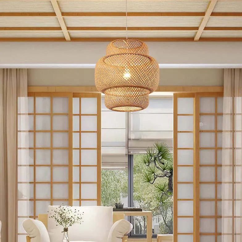 Pendant Lamp - Japanese Style Bamboo Rattan