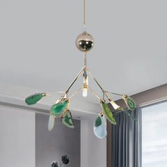 Blue Statement Pendant Light For Bedroom Javon Metal & Agate Led Without Bulbs