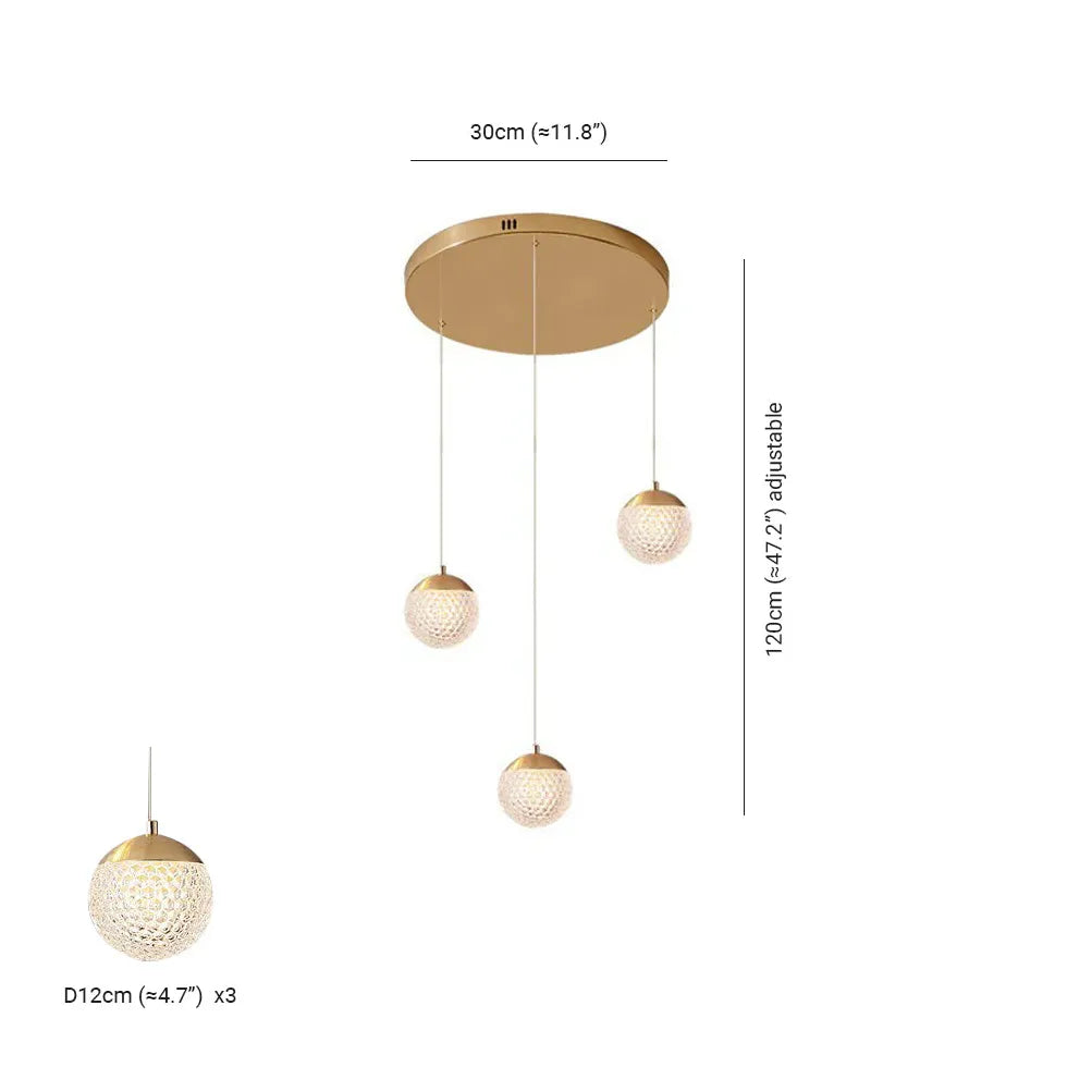 Gold Chandelier Jibril Metal & Acrylic 3 Luminous Colour Ip20 Led