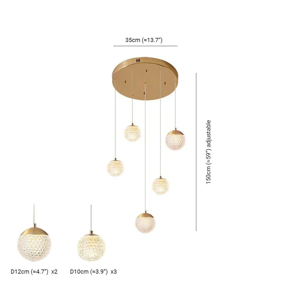 Gold Chandelier Jibril Metal & Acrylic 3 Luminous Colour Ip20 Led