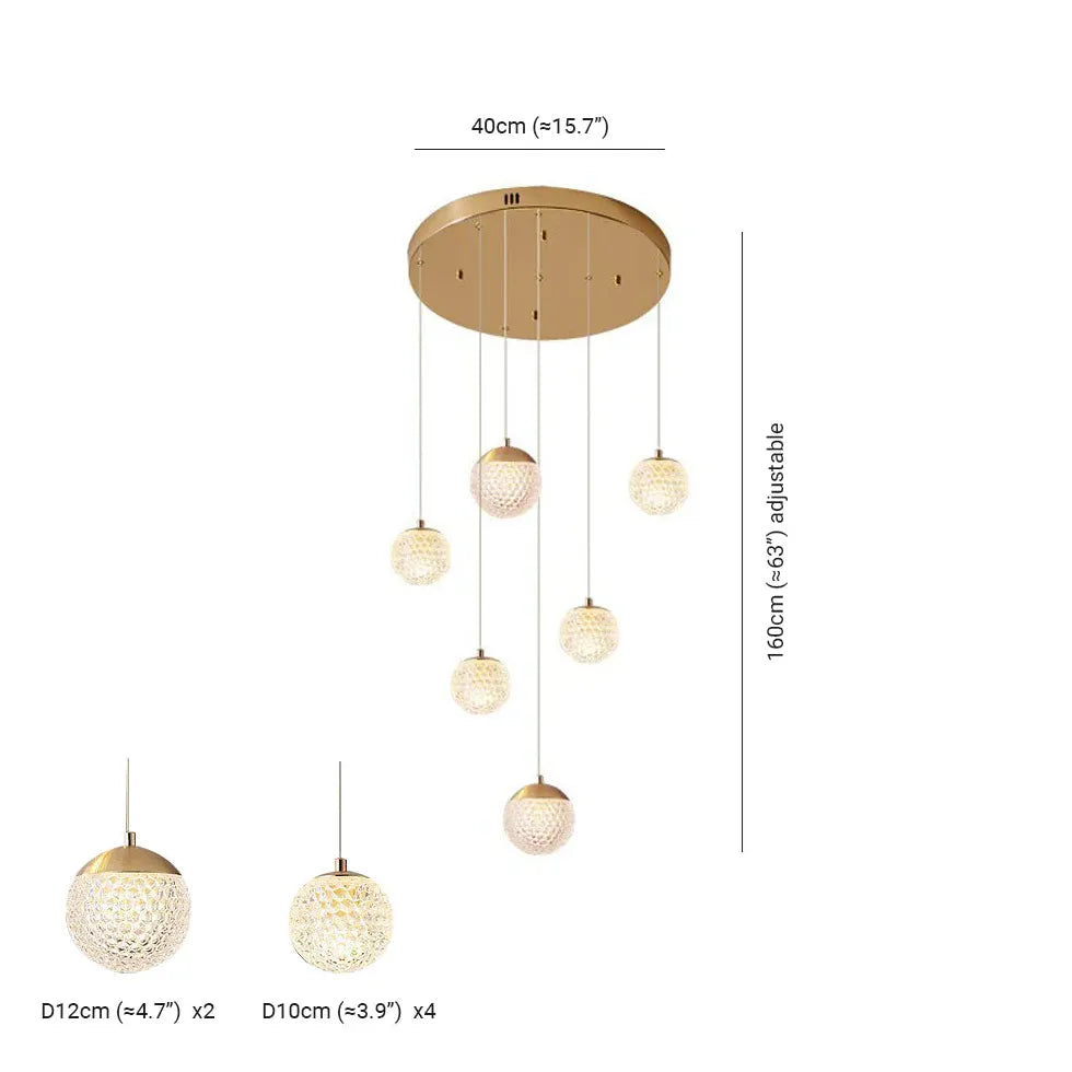 Gold Chandelier Jibril Metal & Acrylic 3 Luminous Colour Ip20 Led