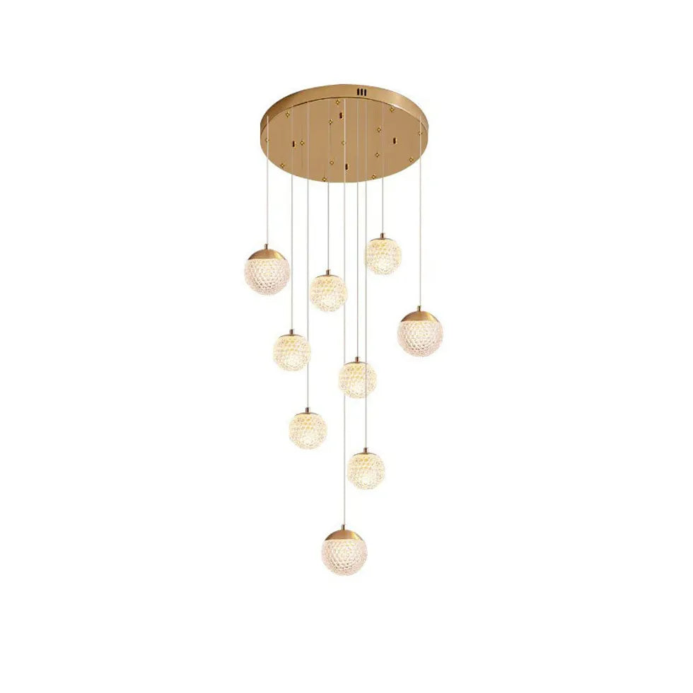 Gold Chandelier Jibril Metal & Acrylic 3 Luminous Colour Ip20 Led