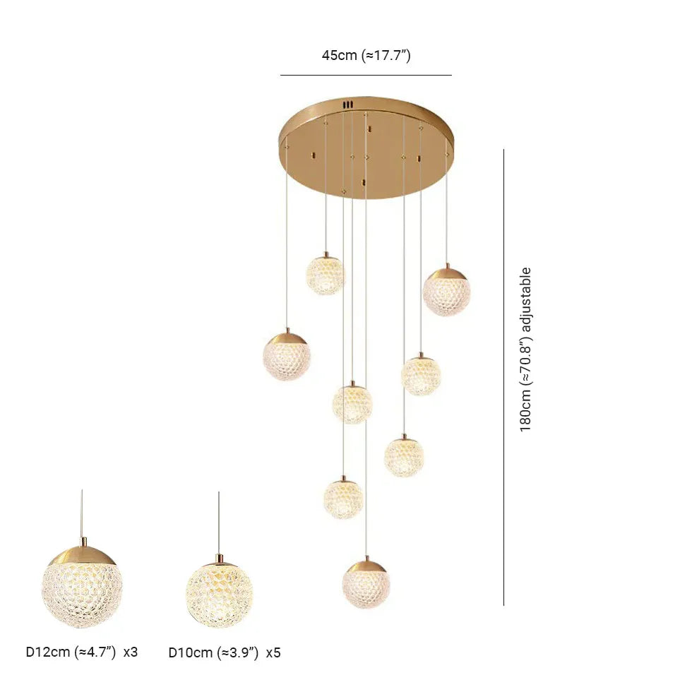 Gold Chandelier Jibril Metal & Acrylic 3 Luminous Colour Ip20 Led