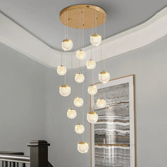 Gold Chandelier Jibril Metal & Acrylic 3 Luminous Colour Ip20 Led