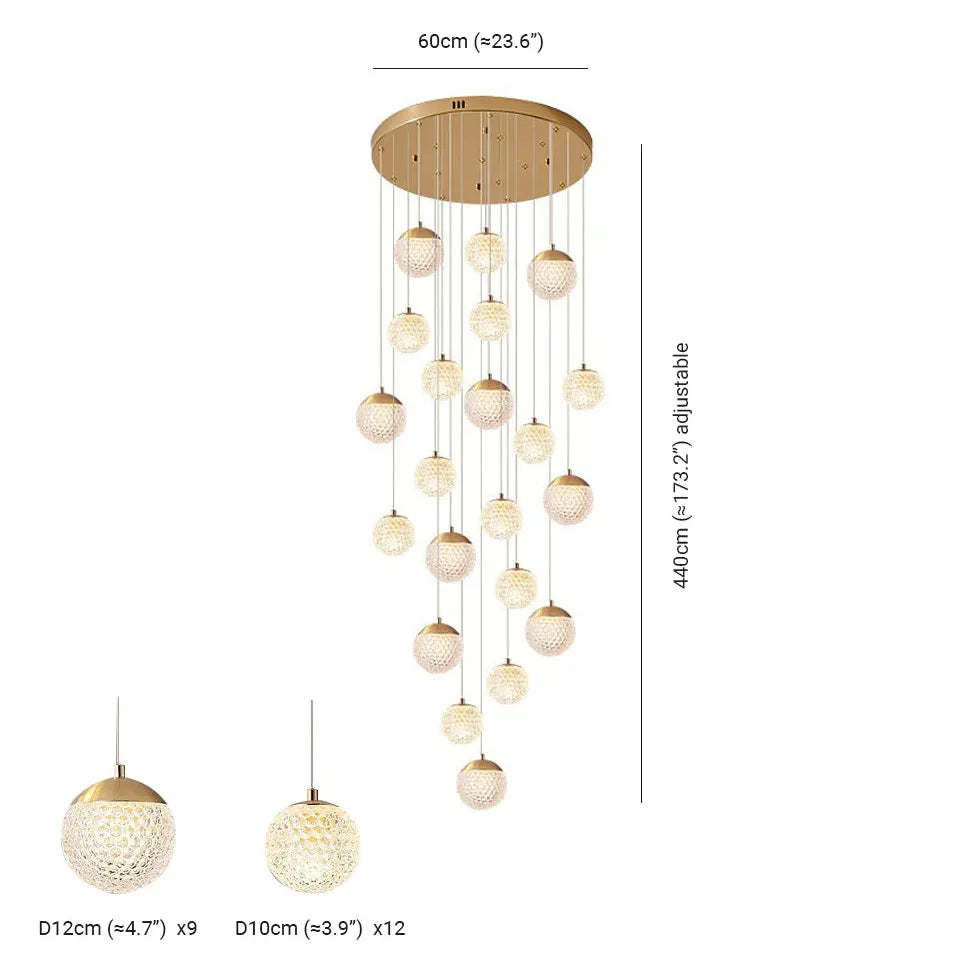 Gold Chandelier Jibril Metal & Acrylic 3 Luminous Colour Ip20 Led