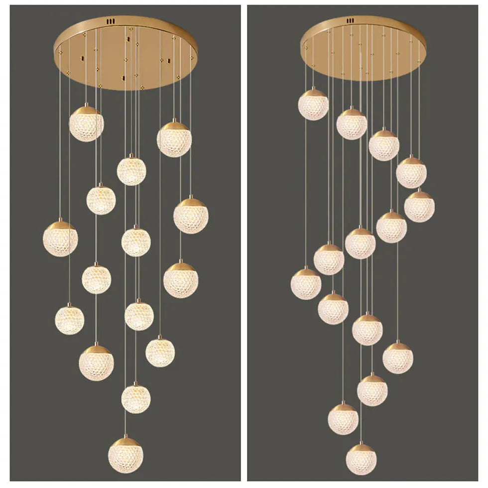 Gold Chandelier Jibril Metal & Acrylic 3 Luminous Colour Ip20 Led