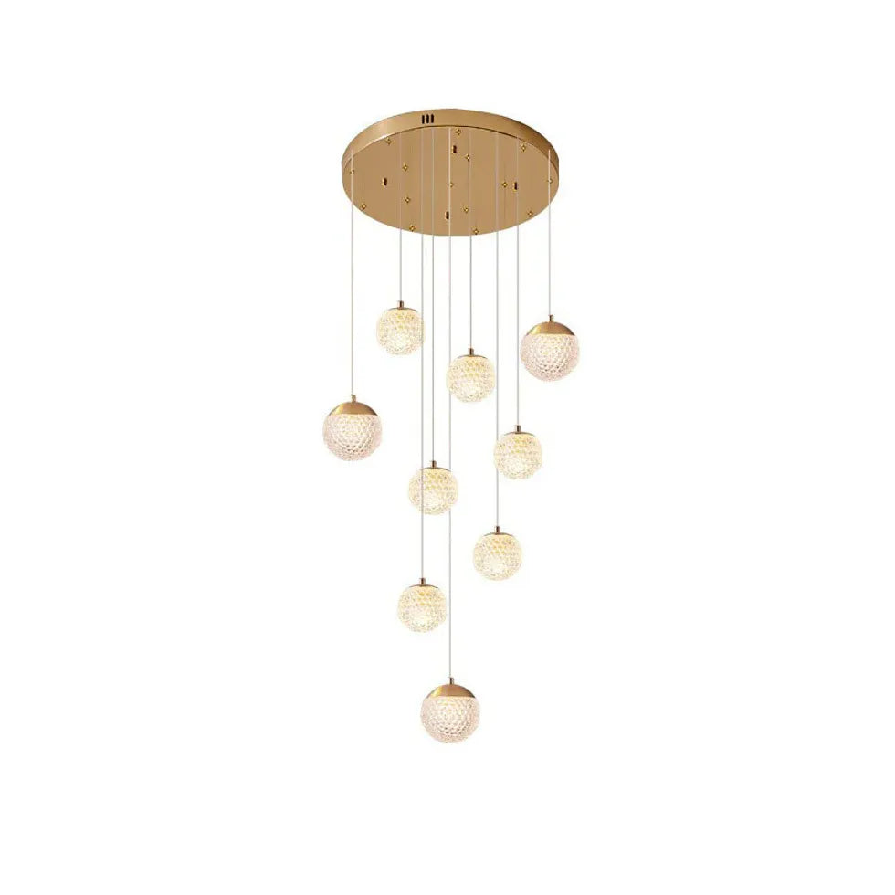 Gold Chandelier Jibril Metal & Acrylic 3 Luminous Colour Ip20 Led