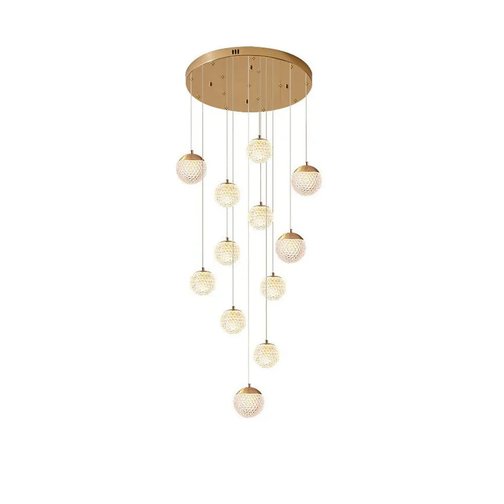 Gold Chandelier Jibril Metal & Acrylic 3 Luminous Colour Ip20 Led