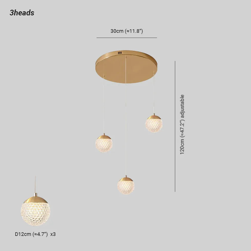 Gold Chandelier Jibril Metal & Acrylic 3 Luminous Colour Ip20 Led