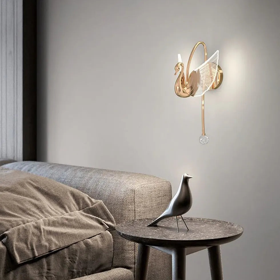 Gold Single Arm Wall Light For Study Room Kady Acrylic Ip20