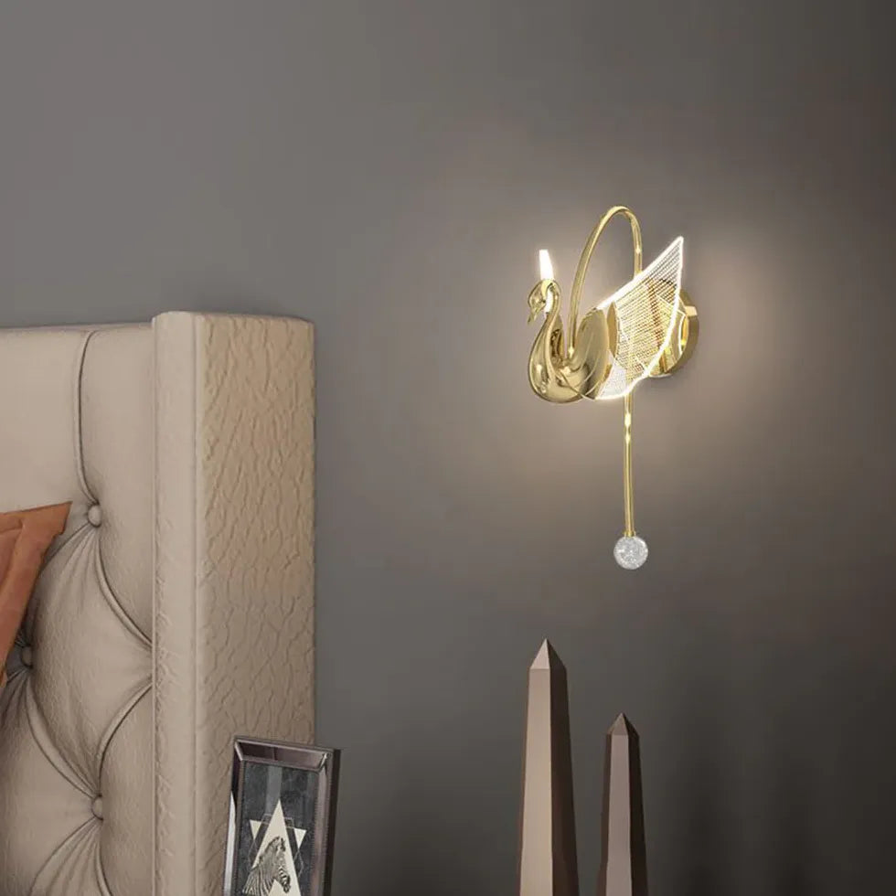 Gold Single Arm Wall Light For Study Room Kady Acrylic Ip20