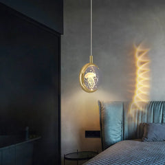 Gold Bedside Pendant Light For Bedroom Kady Metal & Crystal Led Warm White