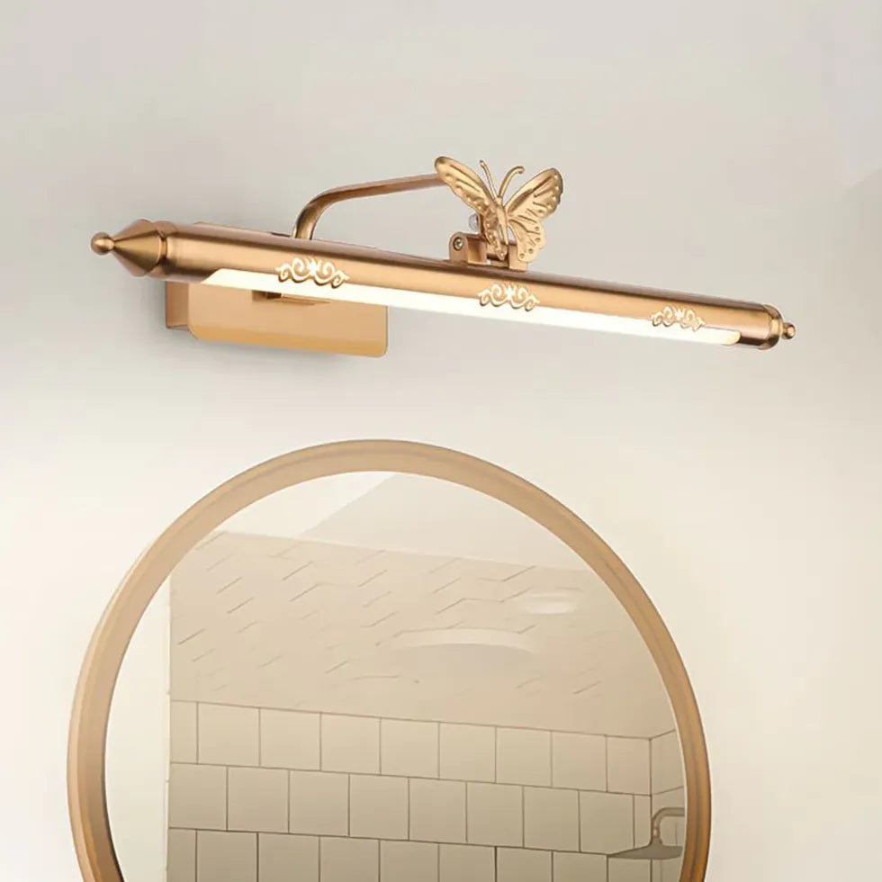 Gold Mirror Light For Bathroom Kady Metal & Pc Warm White