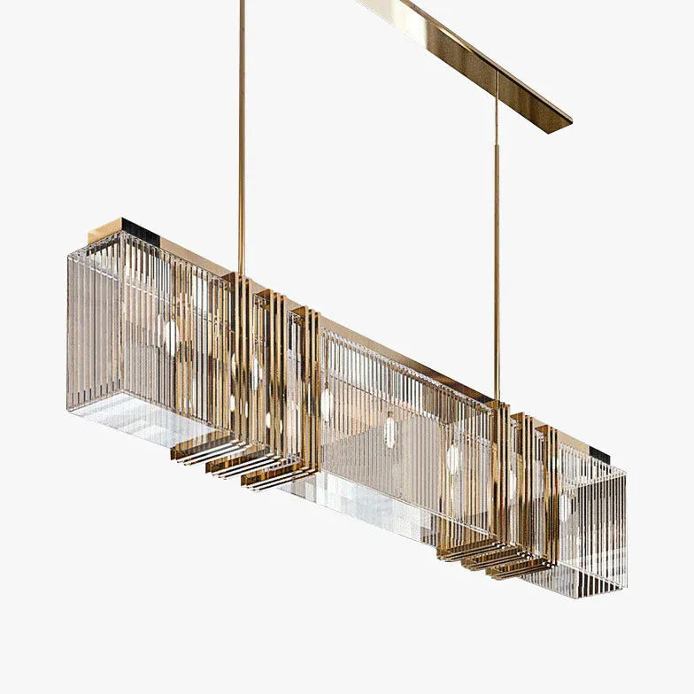 Gold Bar Pendant Light For Bedroom Rectangular Kajetan Metal & Acrylic Ip20