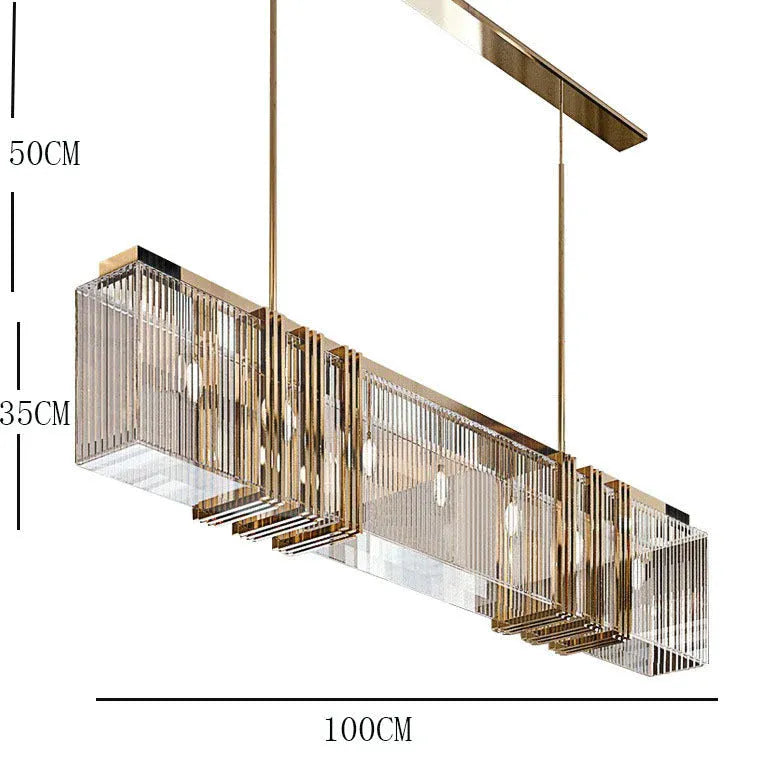 Gold Bar Pendant Light For Bedroom Rectangular Kajetan Metal & Acrylic Ip20