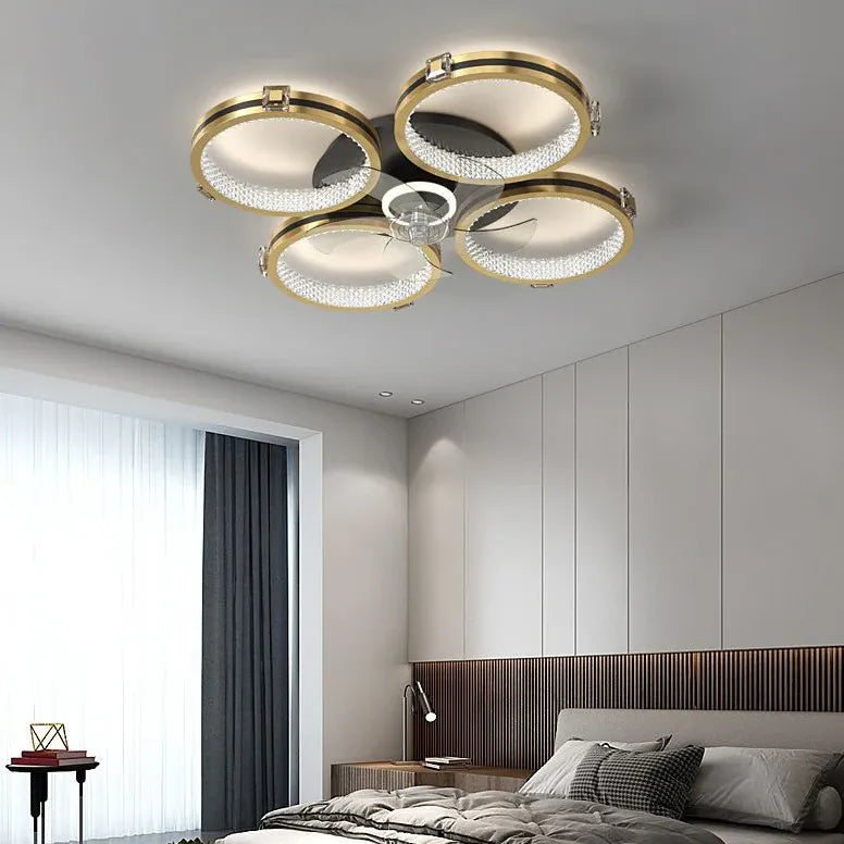 Ceiling Fan With Light For Bedroom Kirsten Metal & Acrylic Led