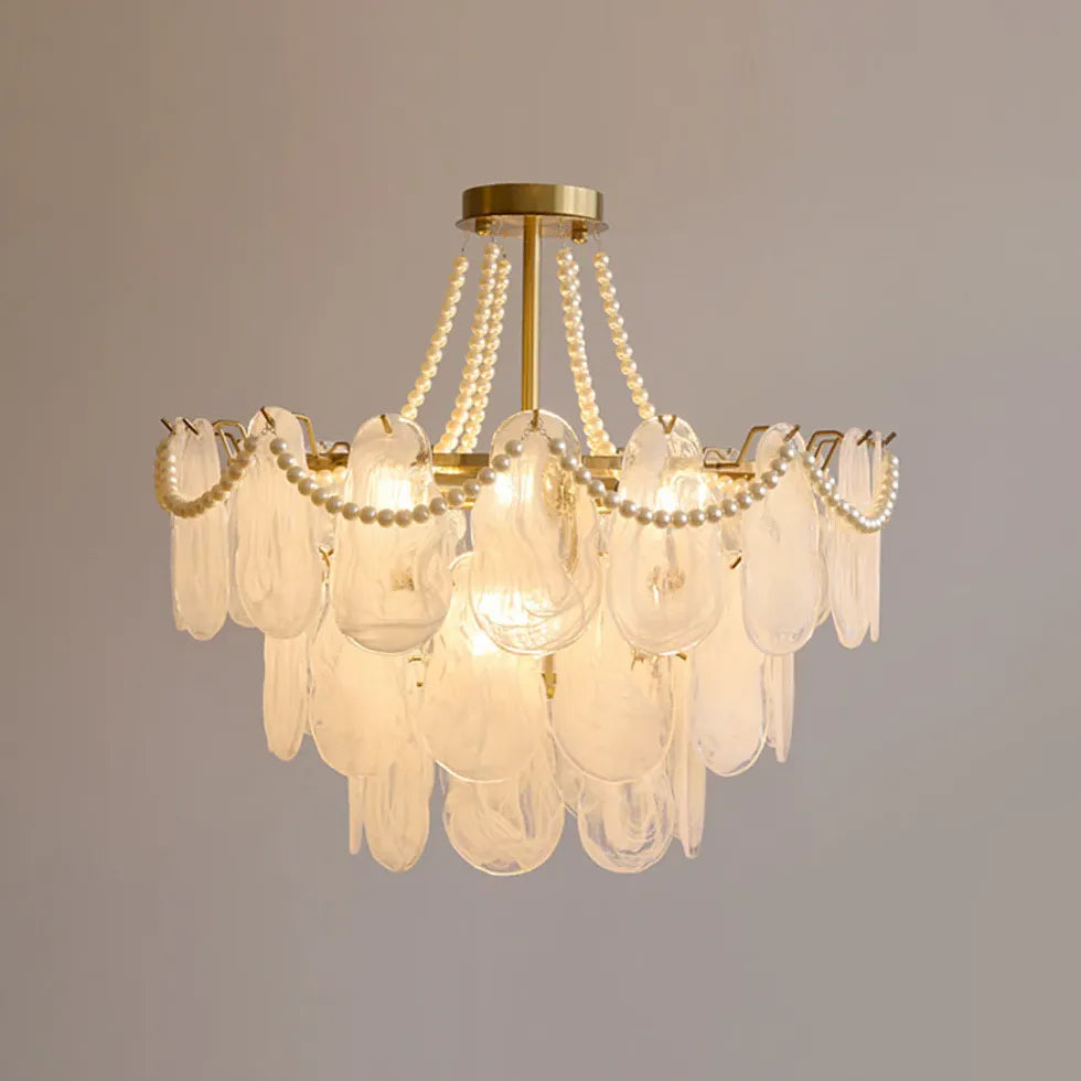 White Traditional Chandeliers For Bedroom Kirsten Metal & Glass Ip20 Led