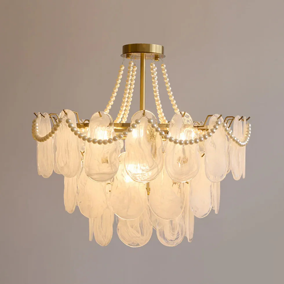 White Traditional Chandeliers For Bedroom Kirsten Metal & Glass Ip20 Led