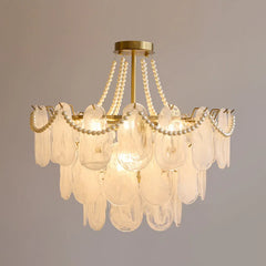 White Traditional Chandeliers For Bedroom Kirsten Metal & Glass Ip20 Led