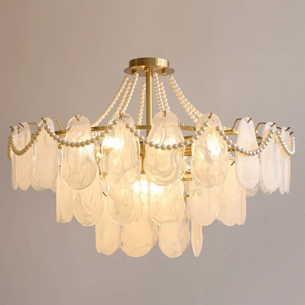 White Traditional Chandeliers For Bedroom Kirsten Metal & Glass Ip20 Led