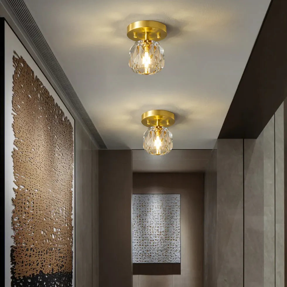 Gold Flush Light For Study Room Kirsten Copper Ip20 Led