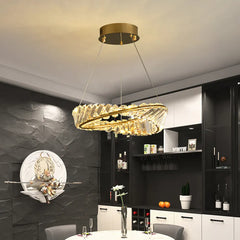 Gold Modern Chandeliers For Bedroom Round Kirsten Metal & Glass Led