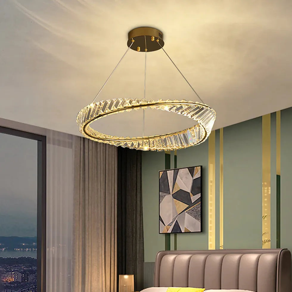 Gold Modern Chandeliers For Bedroom Round Kirsten Metal & Glass Led