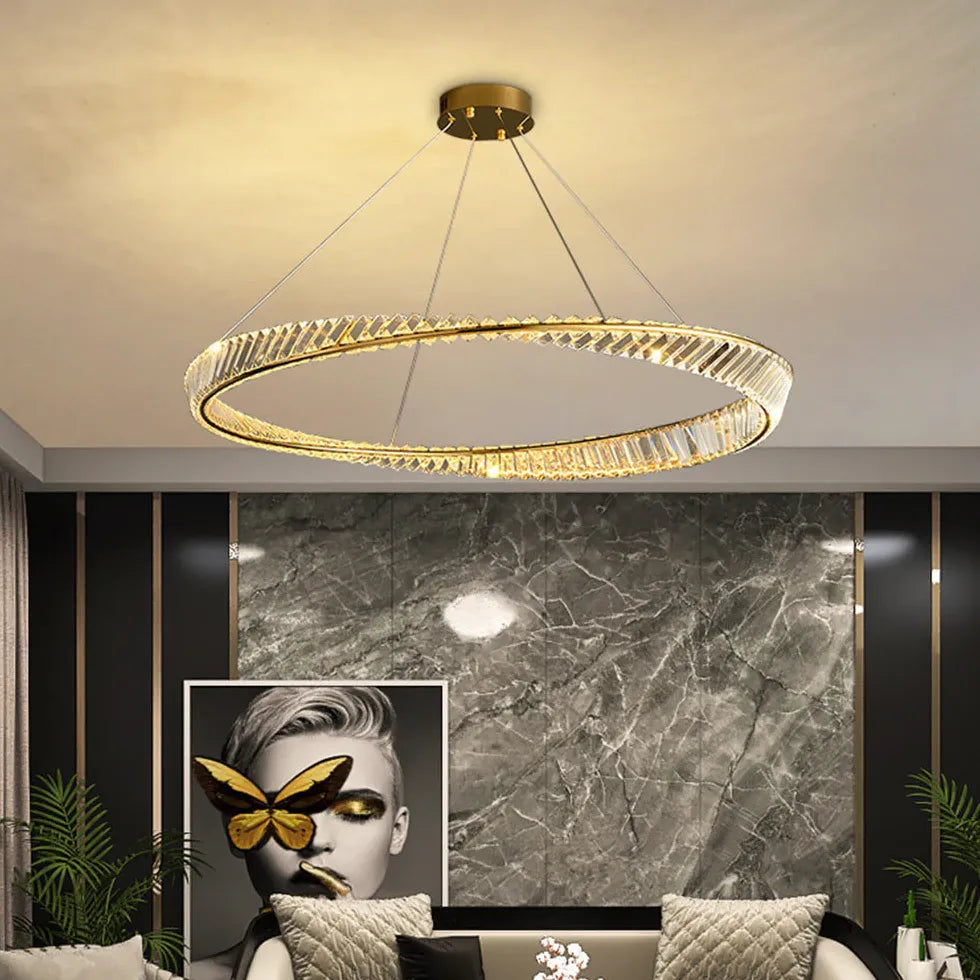 Gold Modern Chandeliers For Bedroom Round Kirsten Metal & Glass Led