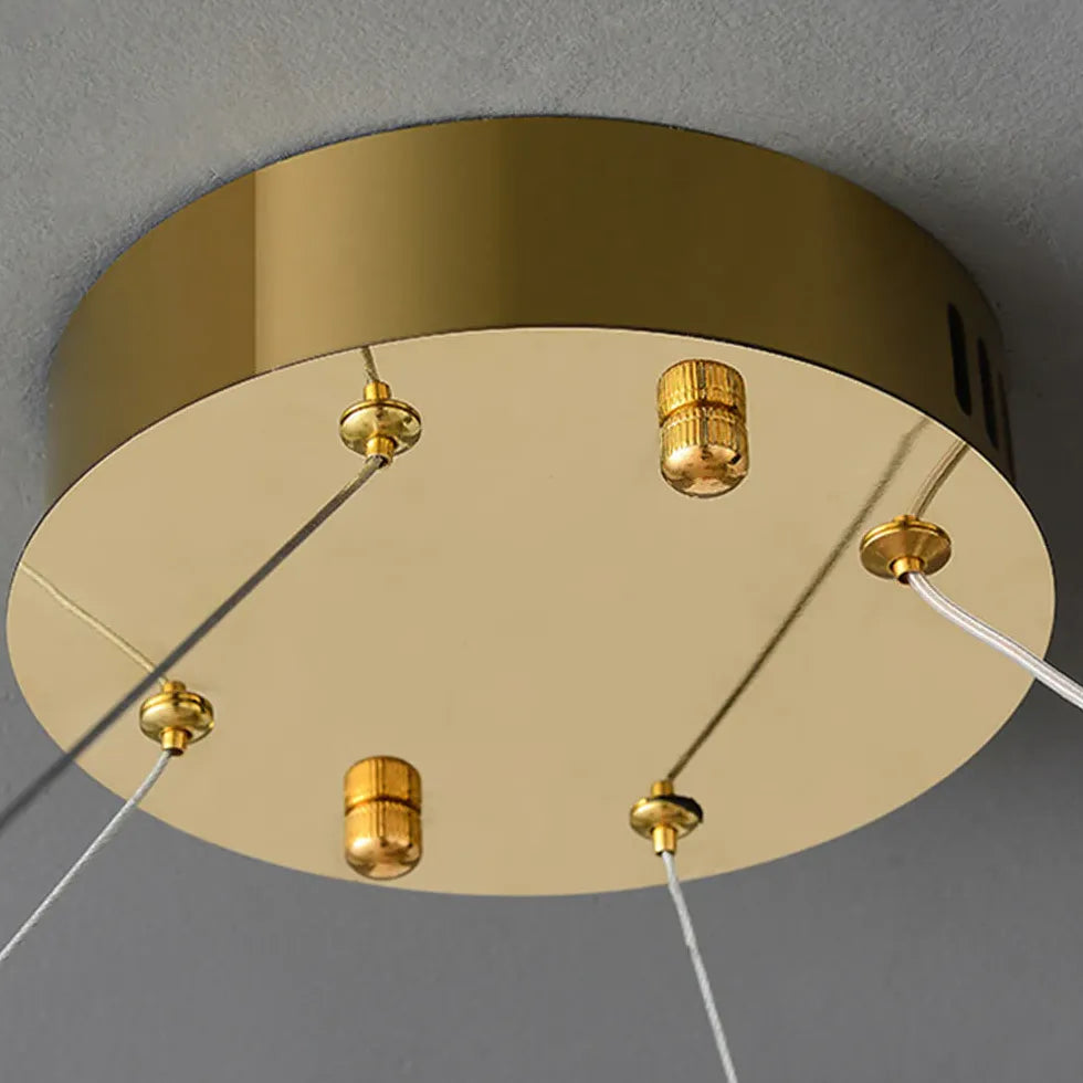 Gold Modern Chandeliers For Bedroom Round Kirsten Metal & Glass Led