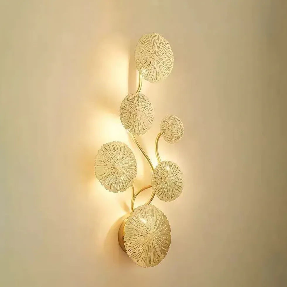 Gold Flush Wall Light For Office Round Creative Tradition Metal G4