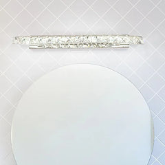 Silver Mirror Light For Bathroom Kristy Metal & Crystal Led Ip44 Warm White