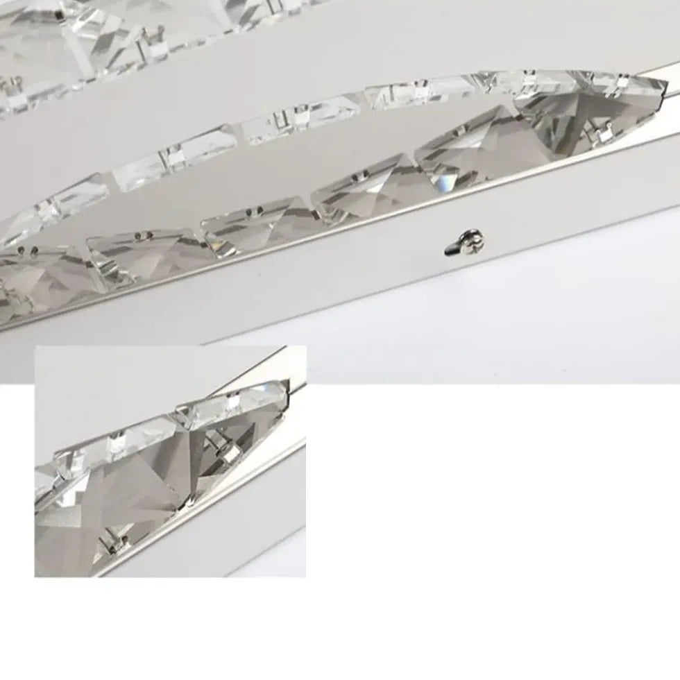 Silver Mirror Light For Bathroom Kristy Metal & Crystal Led Ip44 Warm White