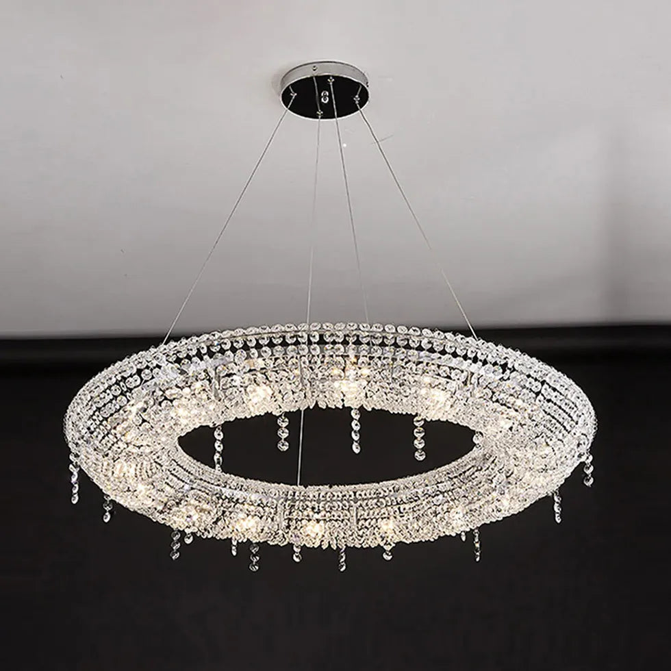 Statement Pendant Light For Living Room Round Kristy Metal & Crystal