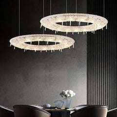 Statement Pendant Light For Living Room Round Kristy Metal & Crystal