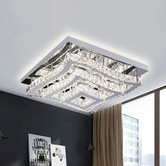 Flush Light For Bedroom Square Kristy Metal & Glass Ip20 Led