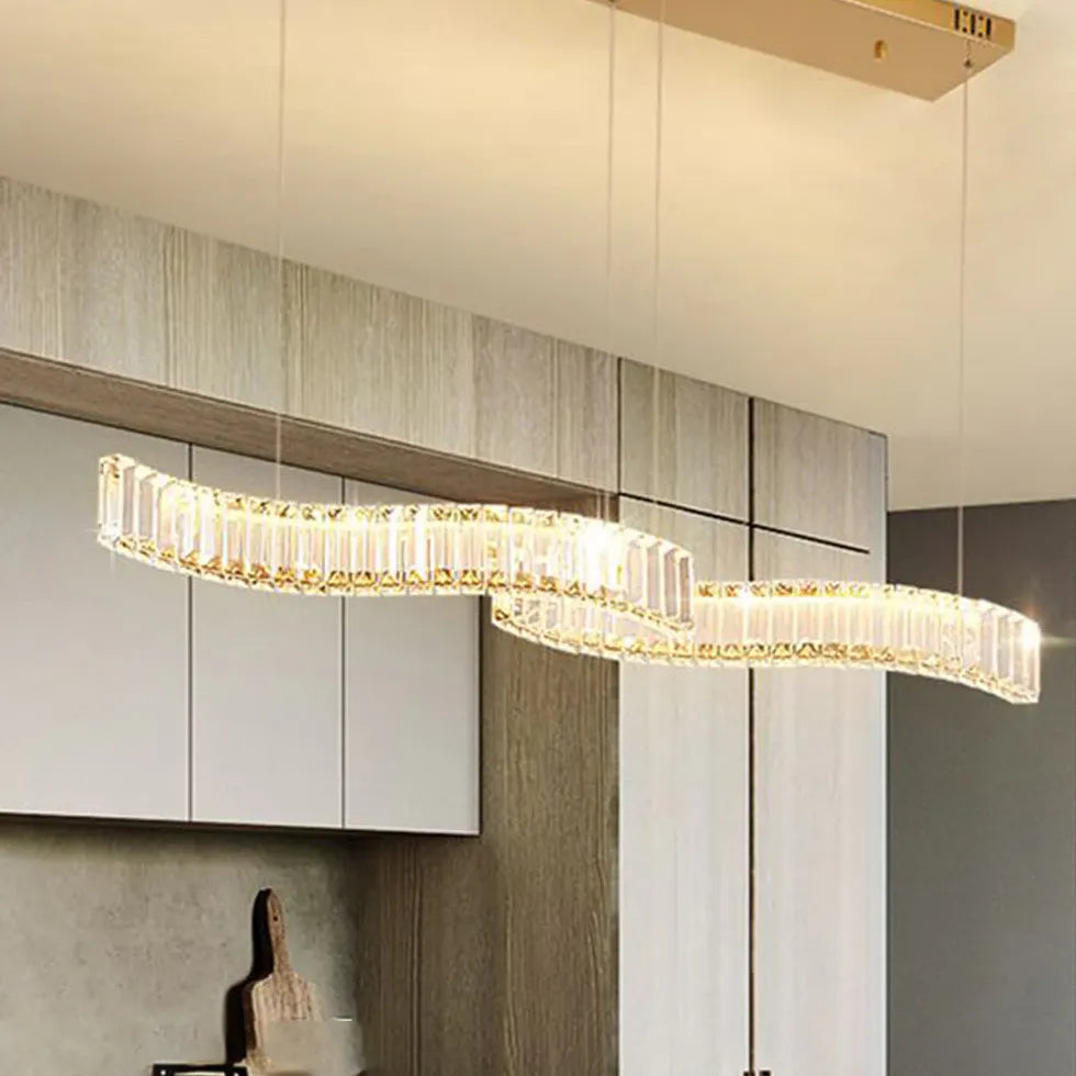 Gold Statement Pendant Light For Kitchen Kristy Crystal Led Ip20