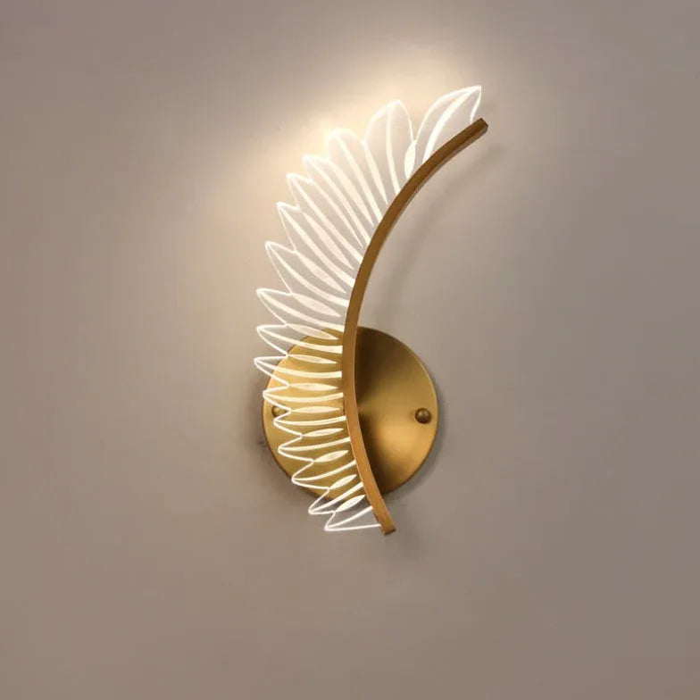 Gold Flush Wall Light For Bedroom Kristy Metal & Acrylic Led