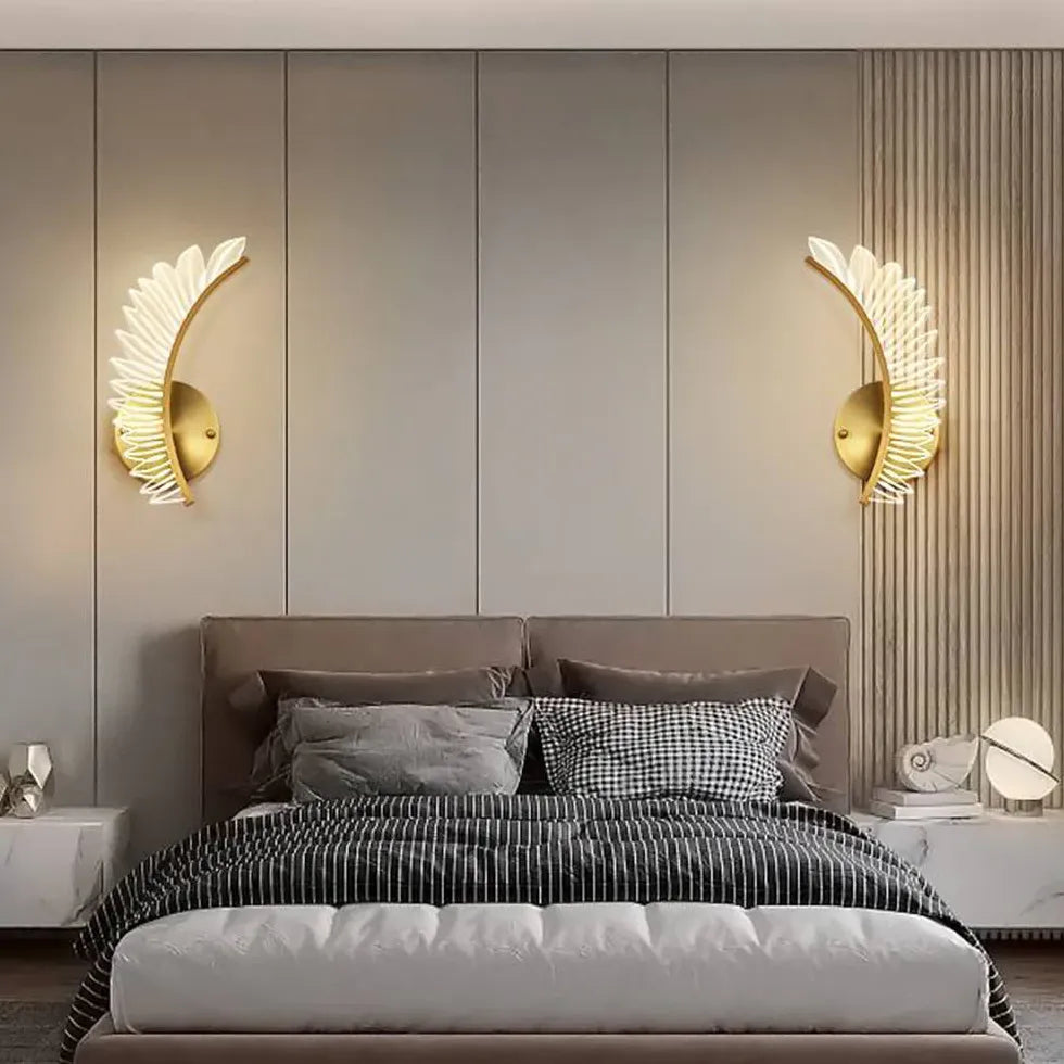 Gold Flush Wall Light For Bedroom Kristy Metal & Acrylic Led