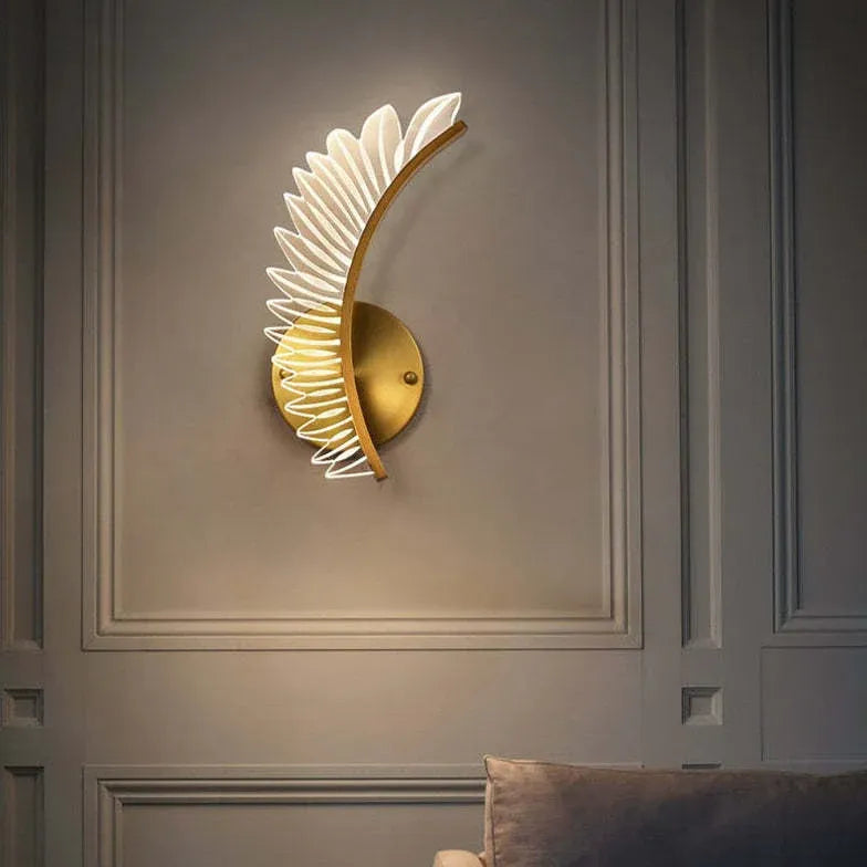 Gold Flush Wall Light For Bedroom Kristy Metal & Acrylic Led