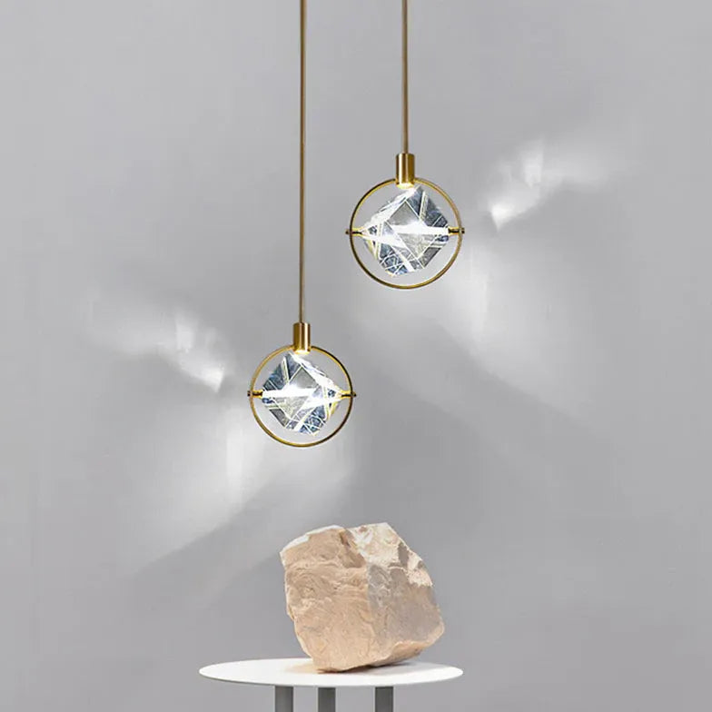 Gold Statement Pendant Light For Bedroom Kristy Metal & Crystal Ip20